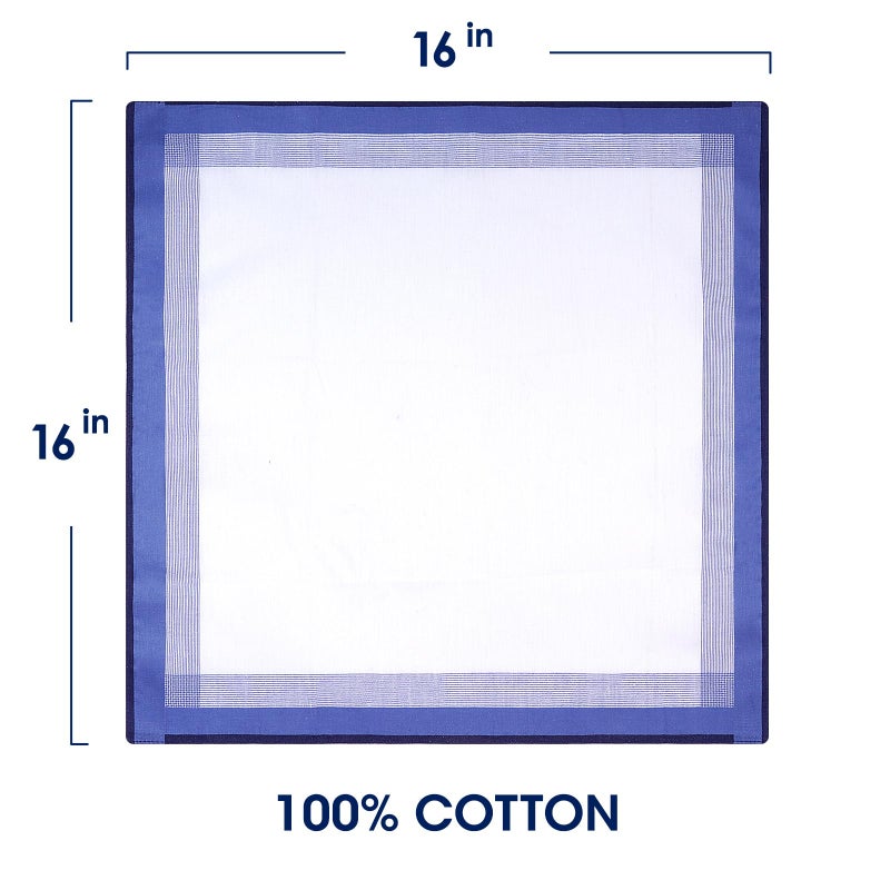 Zenssia Pure Cotton Men's Soft Handkerchiefs Assorted Color Pack of 6 Gift Set - Image 3
